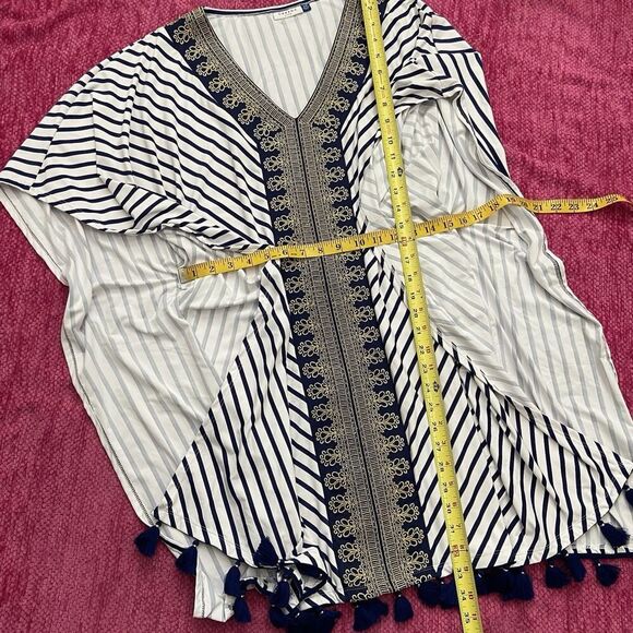 Cabana Life Embroidered Tasseled Swim Cover Up Nautical Blooms Size S/M - Picture 11 of 12